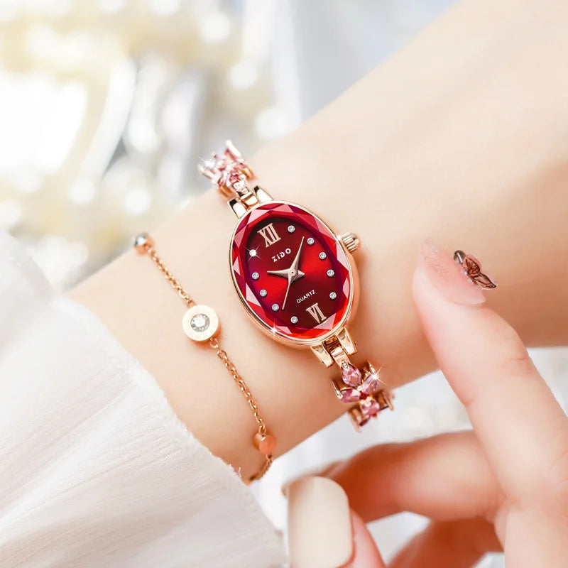 V22 Women's Watches Light Luxury Diamond Inlaid Female Watch Waterproof Oval Ladies Fashion Quartz Bracelet Wristwatch