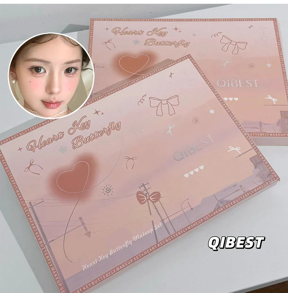 Multipurpose Makeup Set 4pc Double Head Lip Glaze, Face Pressed Powder,Blusher,Eyeshadow, Eyebrow Pencil,Eyeliner,Lip Oil