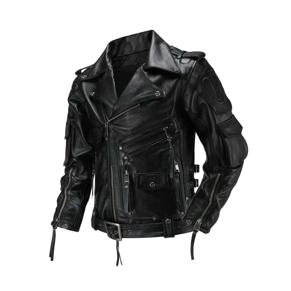 Men's Natural Leather Motorcycle Jacket Top Layer Causal Vintage Retro Moto Suit Leather Coat  Dropshipping