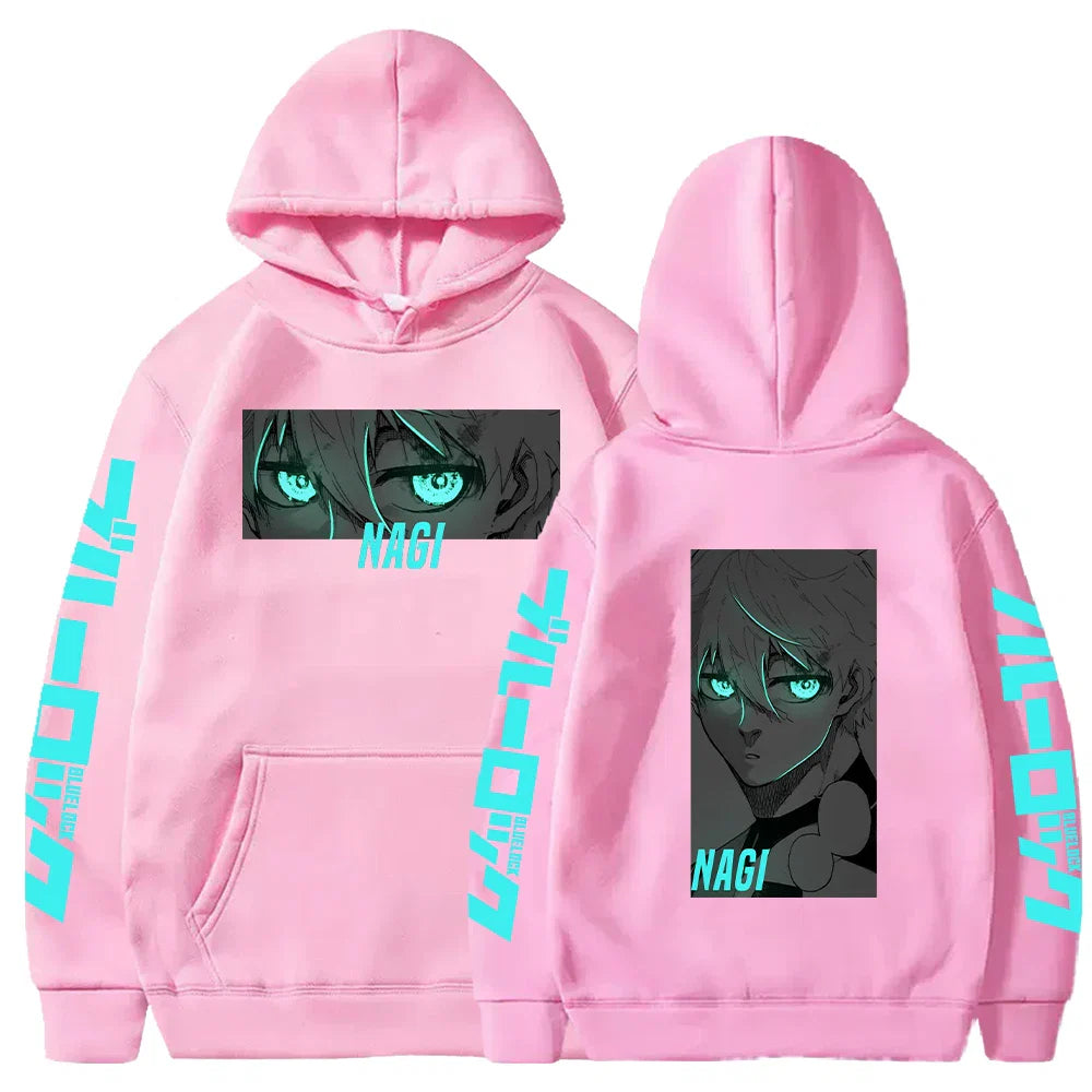 بلو لوك ناجي سيشيرو مانجا مطبوعة هوديس للرجال والنساء هاراجوكو انمي سويت شيرت أكمام طويلة صوف دافئ ملابس الشارع