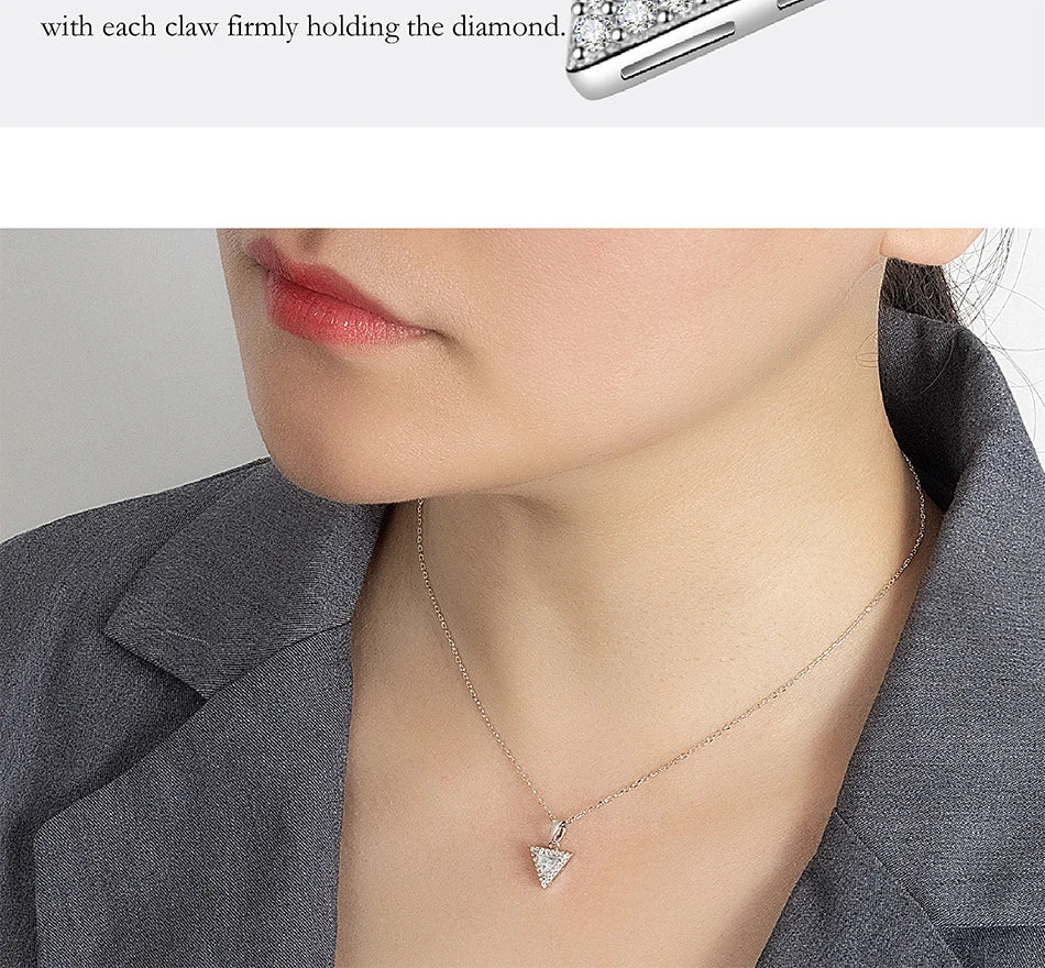0.5/1CT Triangular Moissanite Necklace for Women S925 Pure Silver Laboratory Diamond Pendant Fashion Jewelry Party Gift