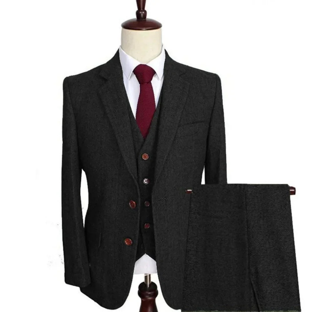 Men's Slim Fit Wedding Tuxedo Smoking Suit Notch Lapel Formal Business Party Blazer with Pants Groom Attire