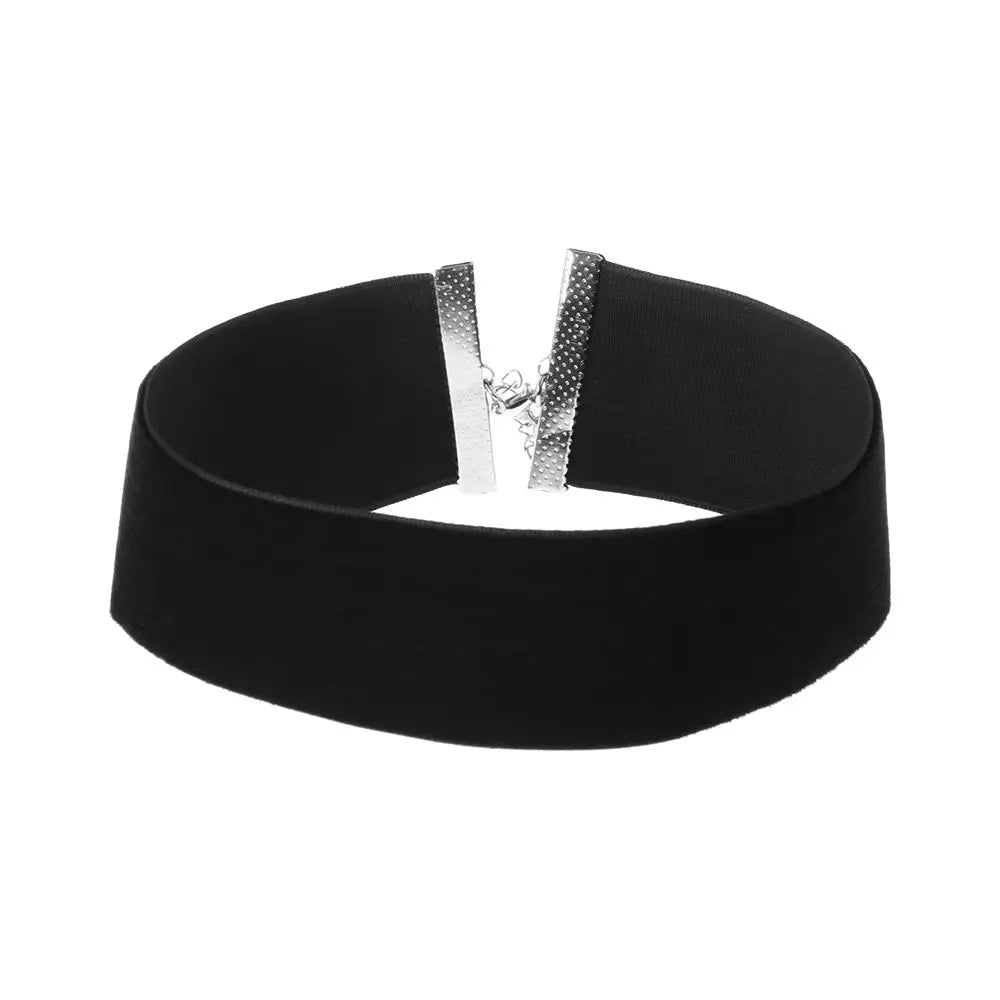 1PC New Fashion Adjustable Black Velvet Choker Wide Band Necklace Ribbon 90s Retro Vintage Gothic Goth Women Necklace
