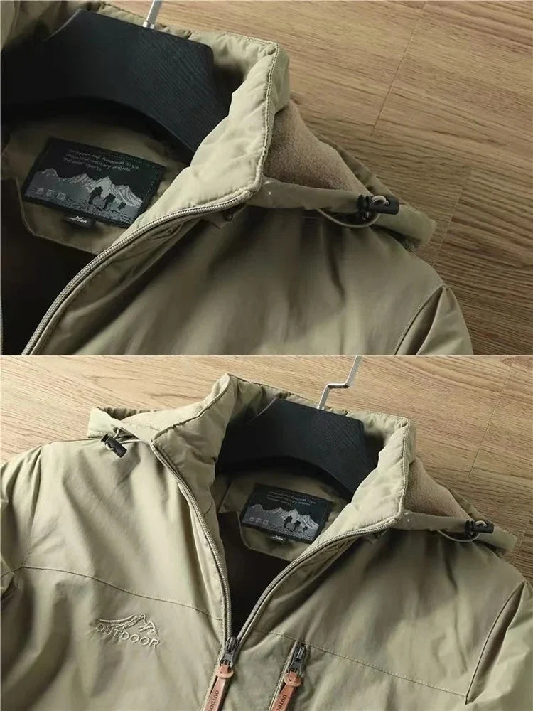 Autumn And Winter Padded And Thickened Outdoor Punching Jacket Casual Warm Tactical Plus Size Jacket Solid Colour Men's Clothing