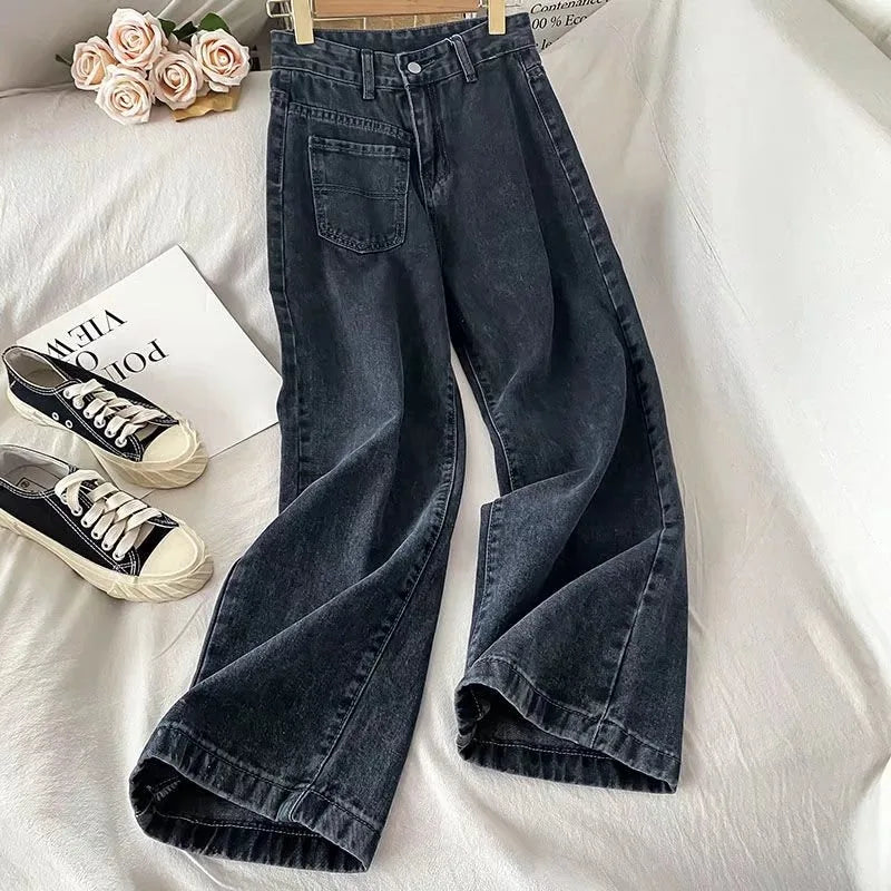 Women Denim Pants  Vintage Straight Trousers
