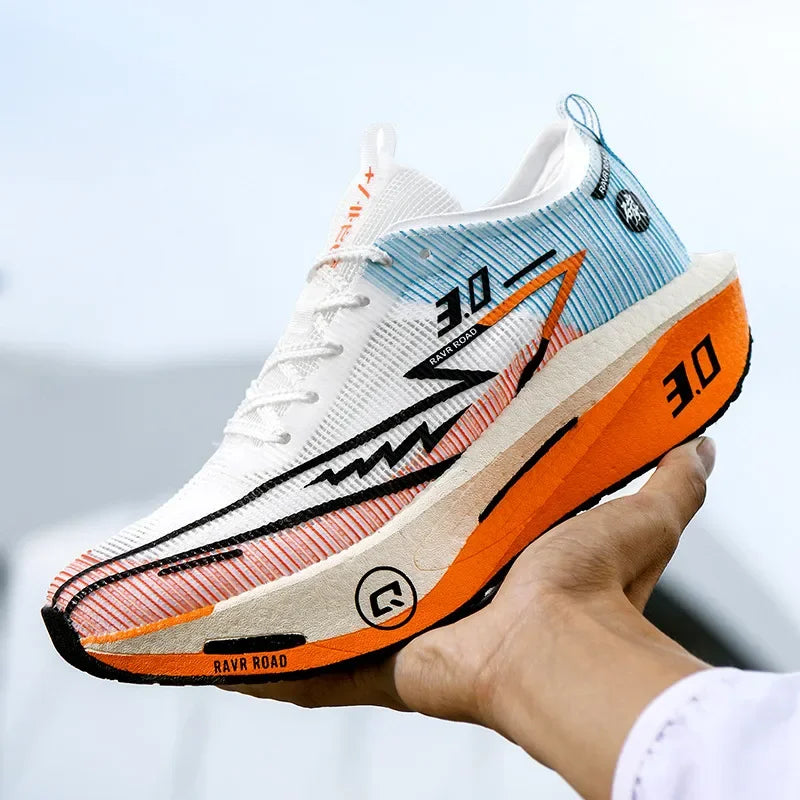 Men's Carbon Board Sneakers Anti-slip Cushioned Comfortable Racing Training Running Shoes Mesh Tennis Shoes Casual for Women