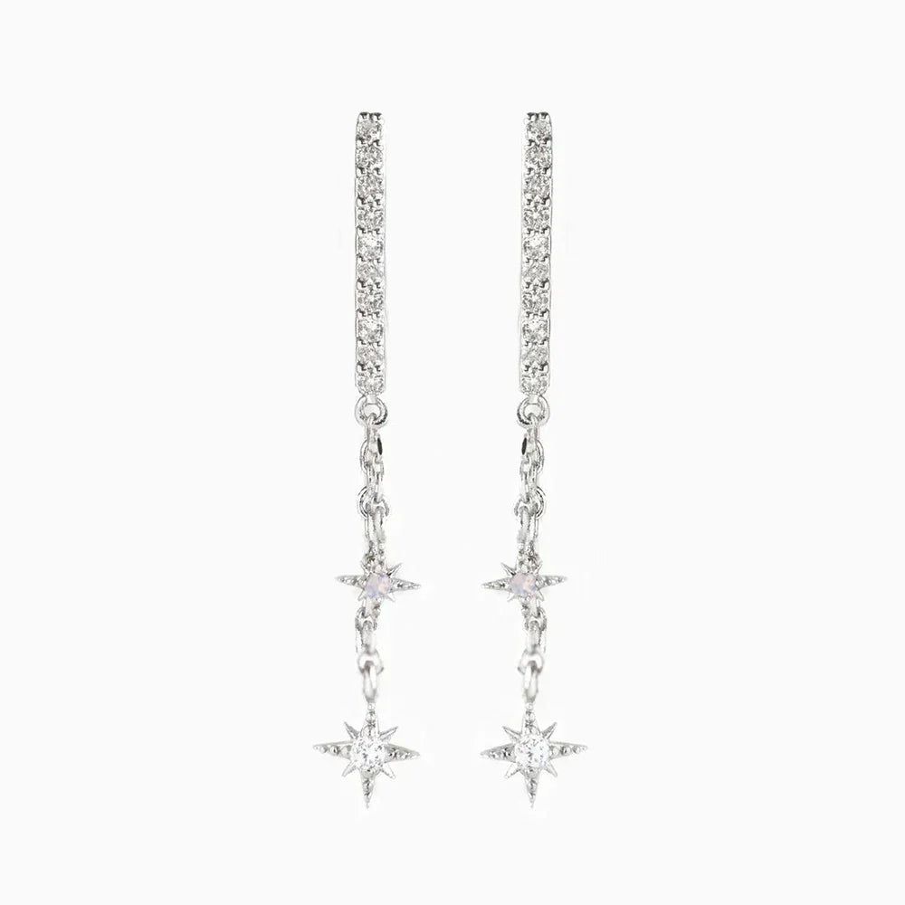New Design Stainless Steel Cubic Zirconia Chain Stud Earrings For Women Star Moon Cartilage Earring Piercing Jewelry