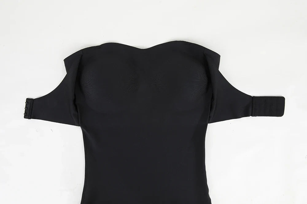 Large Size Strapless Thong Bodysuits Women Belly Control Full Body Shaper Adjustable Bust Removable Push Up Breast Underwear 4XL