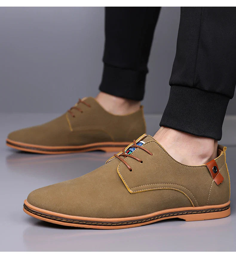 Men's Casual Business Leather Shoes Men Fashion Lace-up Derby Shoe Mens Light Comfortable Outdoor Driving Flats