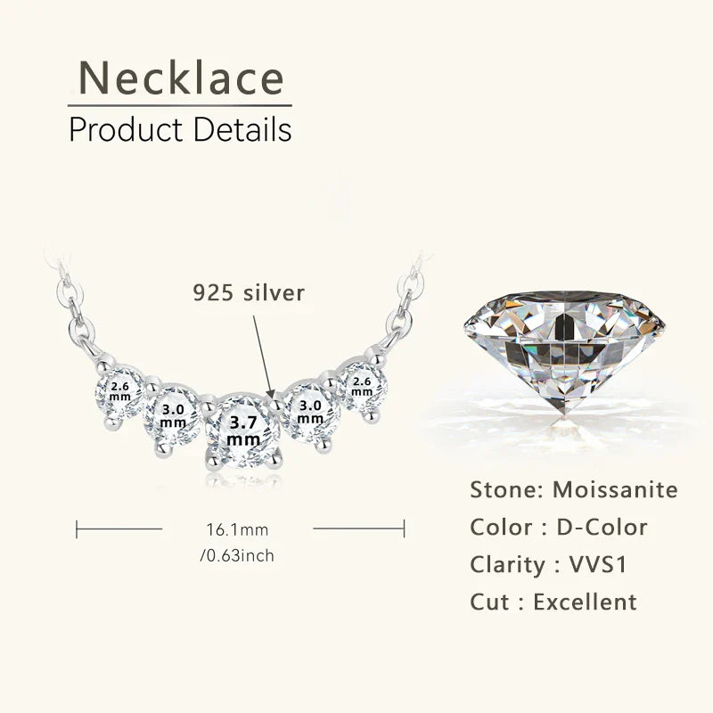 Moissanite Pendant Necklace 925 Silver Original Certified Chain For Women Exquisite Cluster Necklaces Anniversary Jewelry
