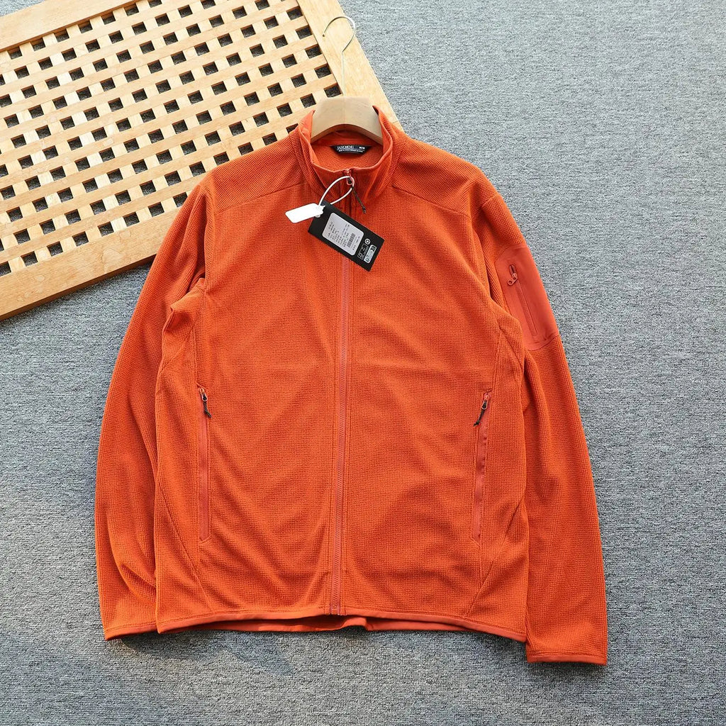 Outdoor Lightweight Fleece Sweatshirt Jacket Men's Zipper Closure Stand Collar Technical Fabric Comfortable Youth Fashion