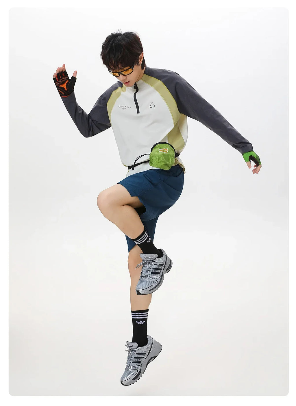 Men's Retro Colorblock Raglan Sleeve Long Sleeve T-Shirt – Loose Fit Half-Zip Athletic Top with Moisture-Wicking Fabric