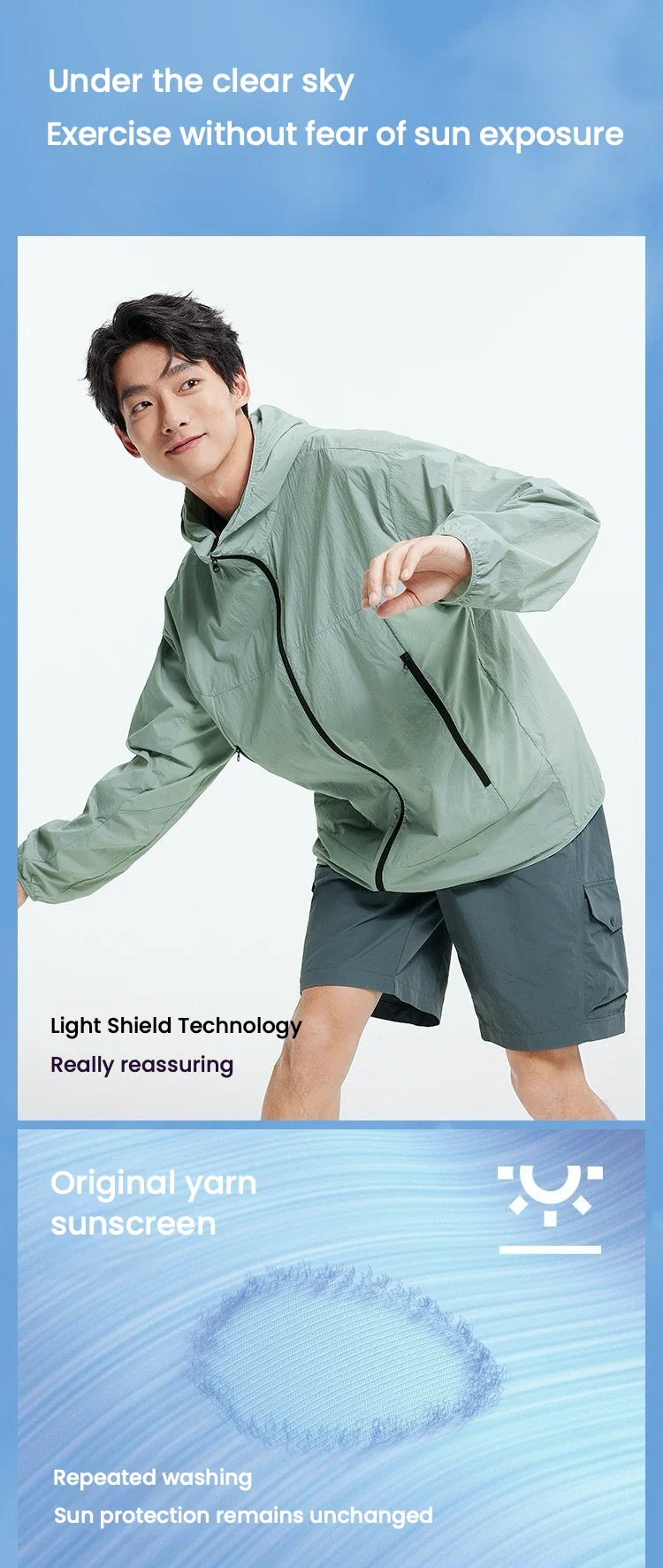 Sun Protection Jacket Men Lightweight Cool Feeling Triple Protection Hooded Top 2025 New Summer Jacket for Outdoor