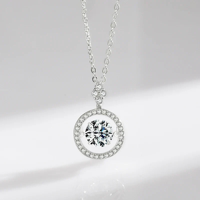 925 Sterling Silver Sparkling Luxury Pendant Necklace Link Chain Movable Zirconia Wedding Engagement Jewelry For Women