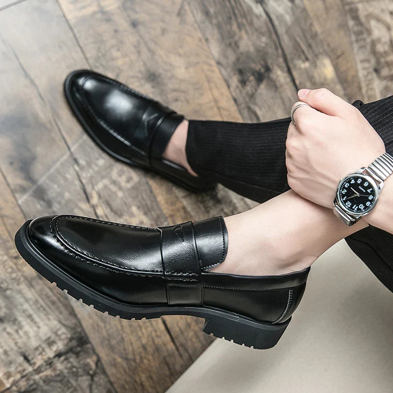 Mens Casual Leather Breathable Business Designer Brand Office Loafers Formal Classic Smile Footwear Dress Shoes for Men Flats 48