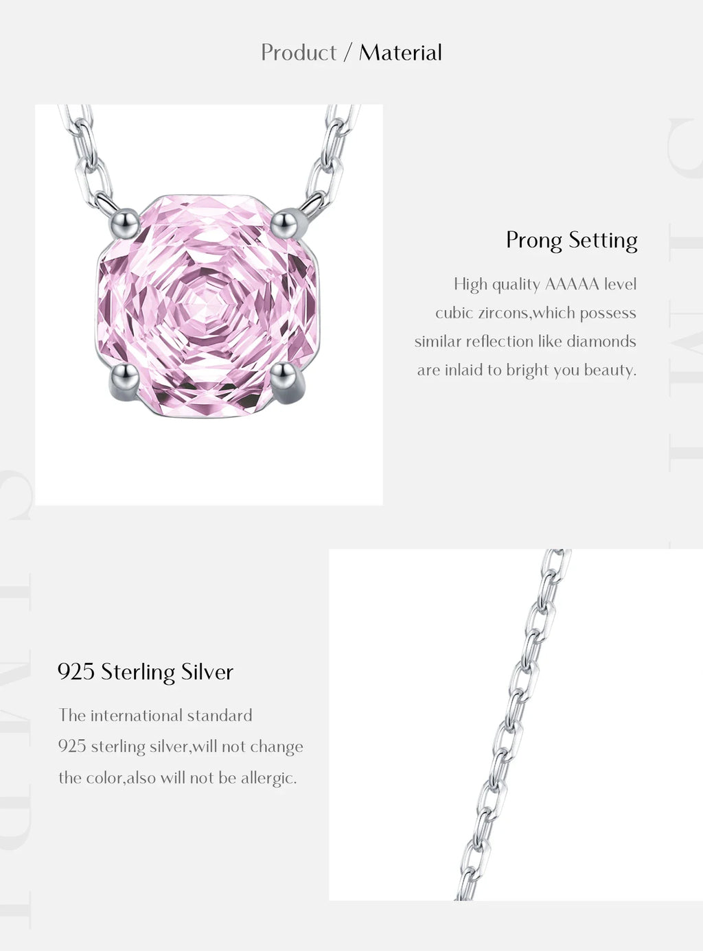 Rose Cut Pink CZ Pendant Necklace 925 Sterling Silver Sweet Delicate Light Pink Necklace For Women Party Fine Jewelry
