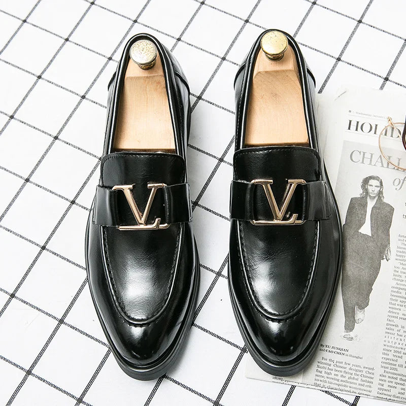 2024 High Quality Casual Leather 38~48 Designer Mens Dress Wedding Black Fashion Office Business Loafers Formal Shoes for Men