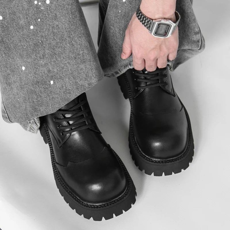 British Style Brogue Men's Oxford Shoes Thick-soled Casual Shoes Comfortable Male Business Shoes Lace-up Formal Dress Footwear