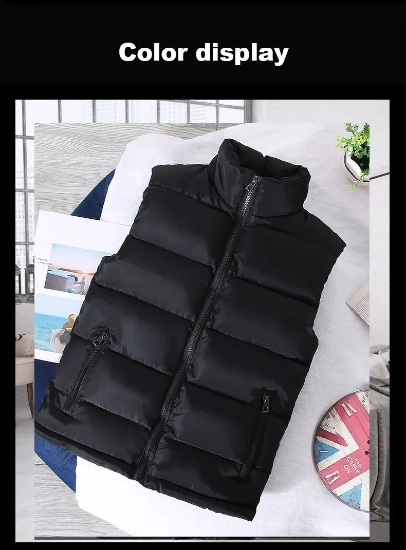 White Vest Jacket Men Slim Fit Stand Collar Sleeveless Puffer Jackets Spring Autumn Casual Waistcoat Men Warm Coat 2024 Trends