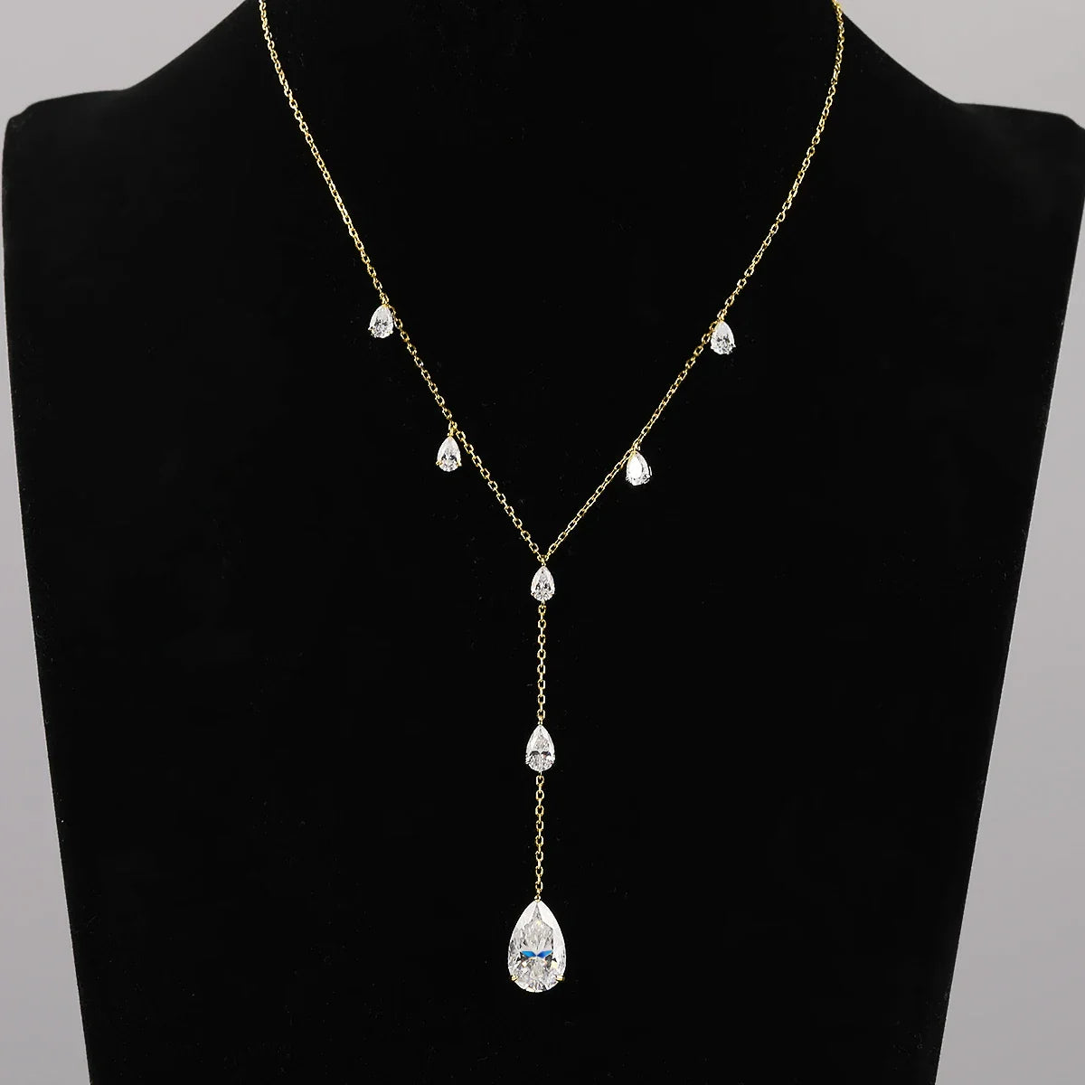 11.5carat Waterdrop All Moissanite Pendant Neclace with Certificates 925 Silver Pear Cut Diamond Long Tassel Neckchain for Women