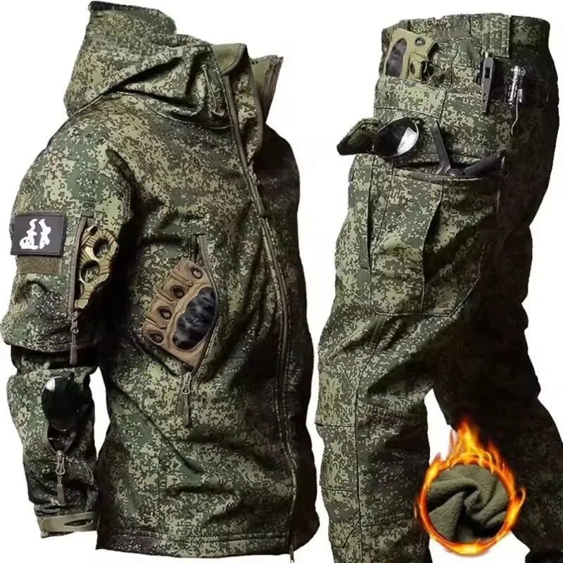 Winter Autumn Fleece Men Jacket Tactical Waterproof Suit Outdoor Fishing Hiking Camping Tracksuits Coat Thermal Suit