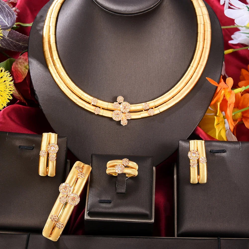 Simple Multicolor African Jewelry Sets for Women Wedding Luxury Naija Jewelry Set Cubic Zirconia Dubai Bridal Jewelry Sets