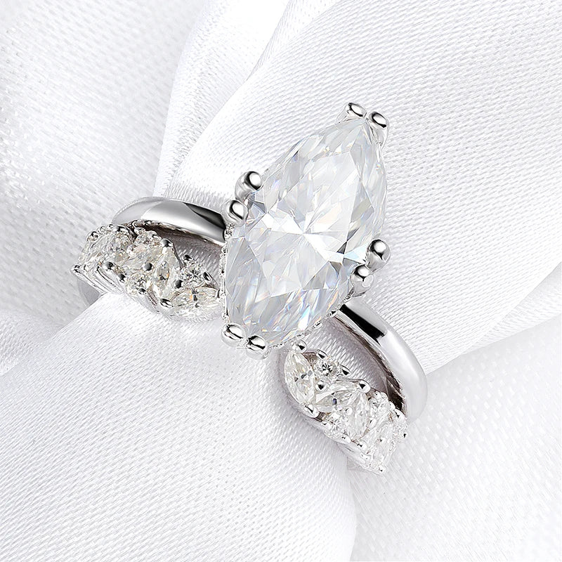 3CT 100% Real Full Moissanite Wedding Rings for Women Marquise Cut S925 Sterling Silver Marriage Band Fine Jewelry GRA