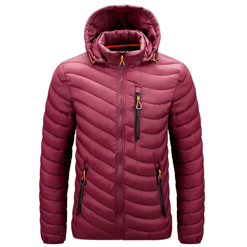 Mens Lightweight Outdoor Puffer Jacket Hooded Insulated Thermal Puffy Winter Heated Running Travle Casual Cotton Outdoor Coat