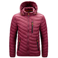 Mens Lightweight Outdoor Puffer Jacket Hooded Insulated Thermal Puffy Winter Heated Running Travle Casual Cotton Outdoor Coat