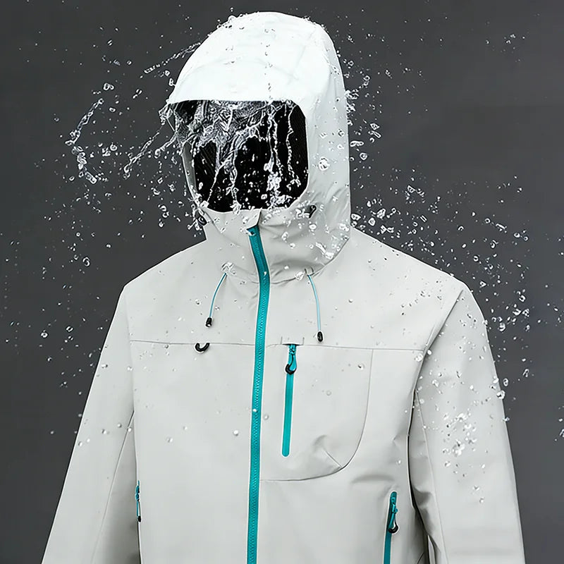 Men's Outdoor Jacket Waterproof Windbreaker Sports Climbing Trekking Multiple Pockets Skiing Softshell Zipper Hooded Jackets