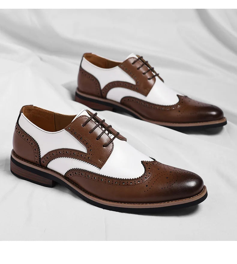 2026 New Brocker-carved Derby Men's Shoes Spring Summer New Business Formal Casual Shoes Male Fashion Big Size Leather Shoe Man
