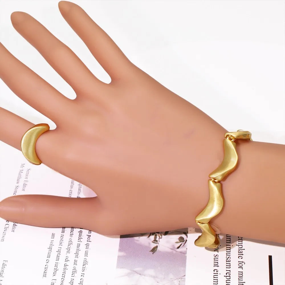 Fashion Simple Women Jewelry Set Cloud Shape Choker Necklace Smooth Metal Bracelet Italian Jewellery 2025 Christmas Gift