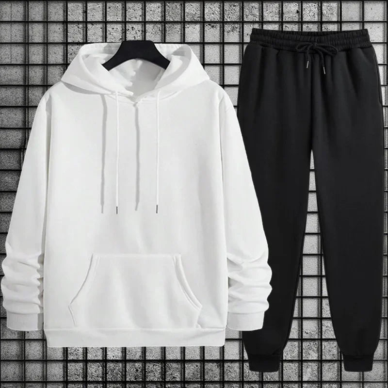 2025 New in Men's Sportswear Solid Color Hoodie + Sweatpants Urban Casual Fashion Tracksuit Fall/winter Comfort Warm Soft Outfit