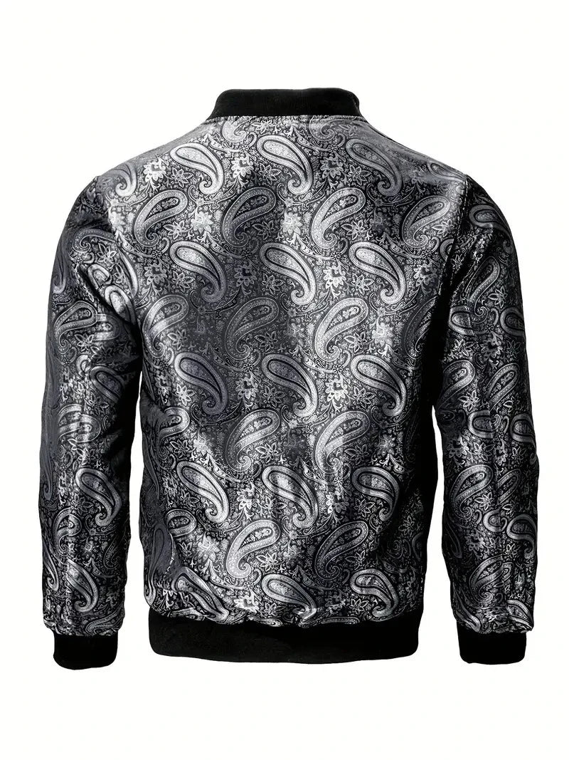 Gold Paisley Jacket Men's Clothing 3D Printed Colorful Long Sleeve Zipper Jackets Luxury Graphic Street Trend Autumn Bomber Coat