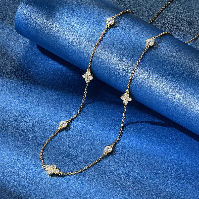 3mm&2mm Moissanite Choker Necklaces Collar Plata 925 Sterling Silver Clavicle Chain Necklace For Women Neck Jewellry Gift