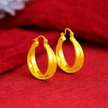 Stylish Double Hoop Earrings Women's 24K Gold AU999 - Minimalist double hoops, trendy, women's 24K gold style