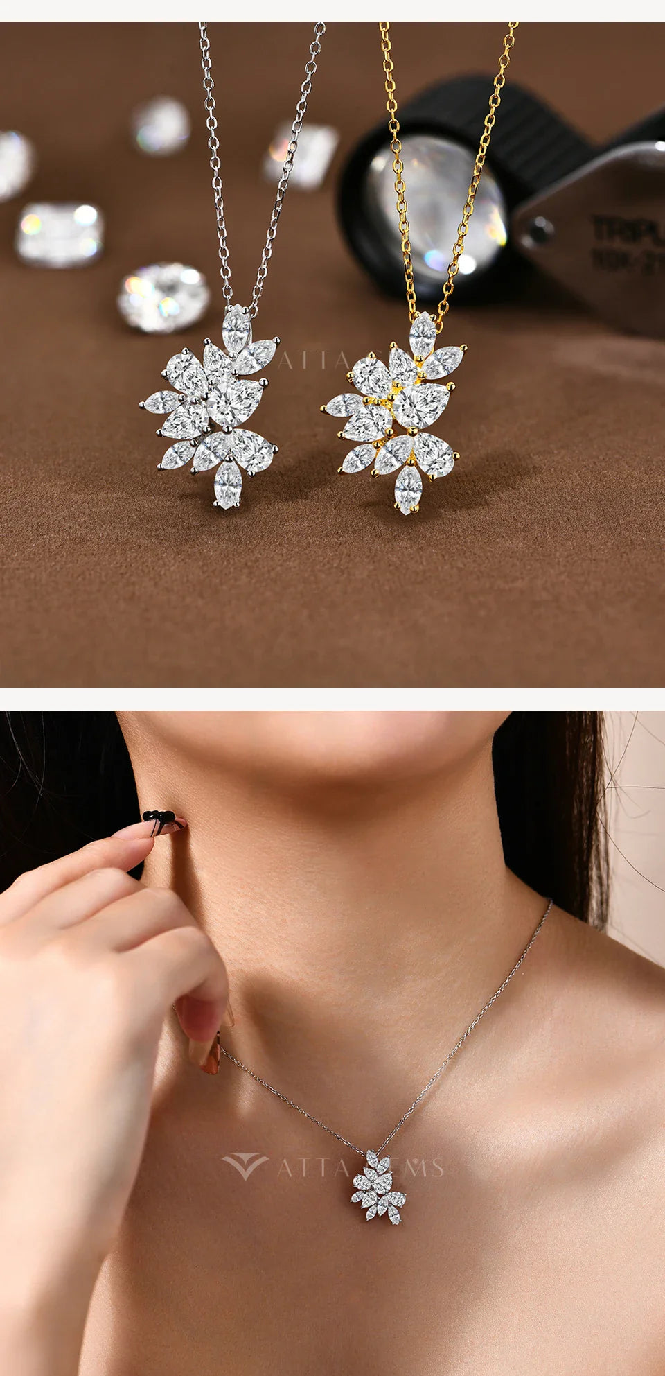 Moissanite Necklace For Women Full D VVS1 Lab Diamond luxury Pendant S925 Sterling Silver Engagement Party Jewelry Gift