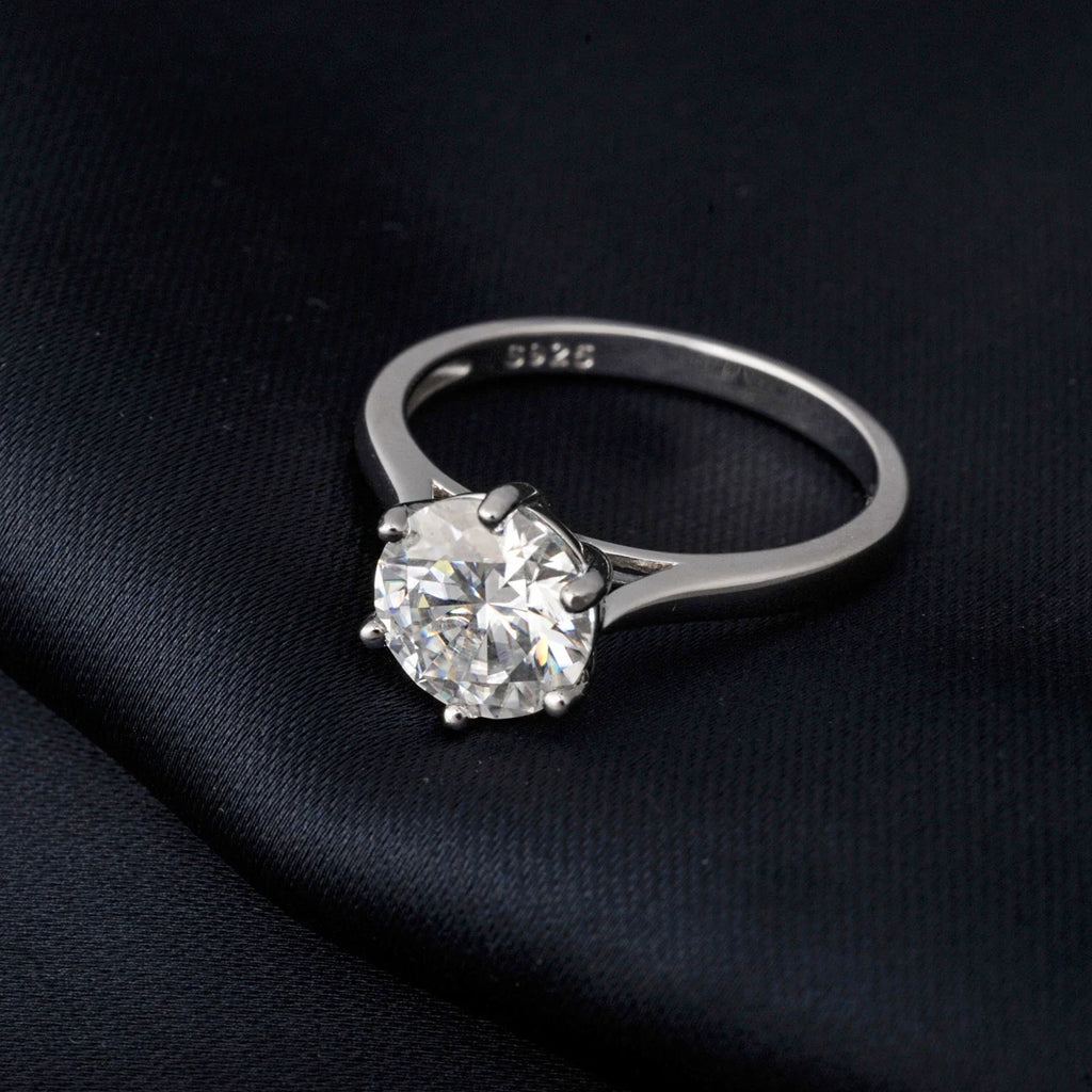 Moissanite D Color 0.5ct 1ct 2ct Round Cut S925 Sterling Silver Solitaire Wedding Engagement Ring for Women