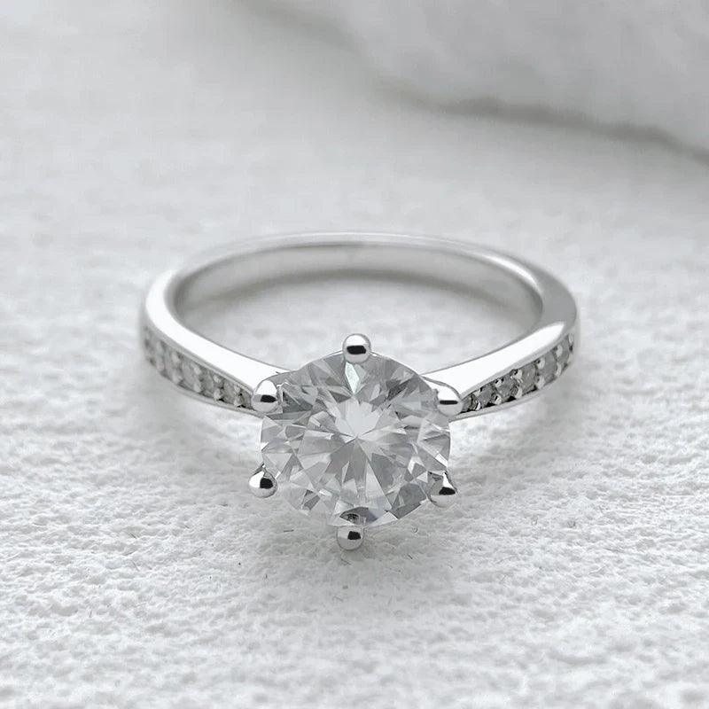 0.5-2ct Moissanite Wedding Ring for Women Sterling Silver Round Brilliant Diamond Solitaire Engagement Rings Certified