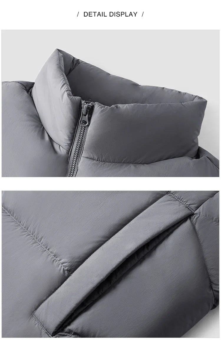 Down Vest Men 2024 Winter New Thermal Three-Proof Coat Solid Color Puffer Vest Versatile Vest