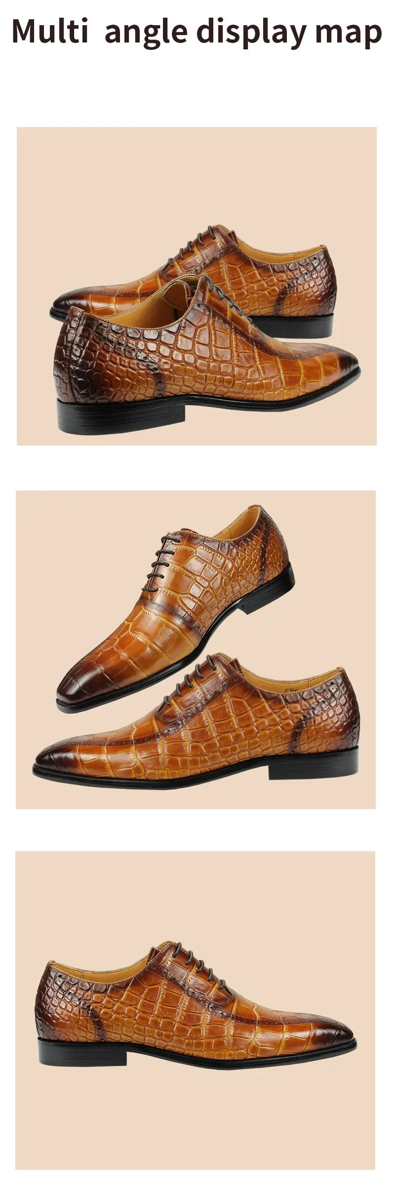 High-end Men's Dress Leather Shoes Fashion Comfortable Business Office Brogue Shoes Outdoor Leisure Party Leather Shoes Yellow