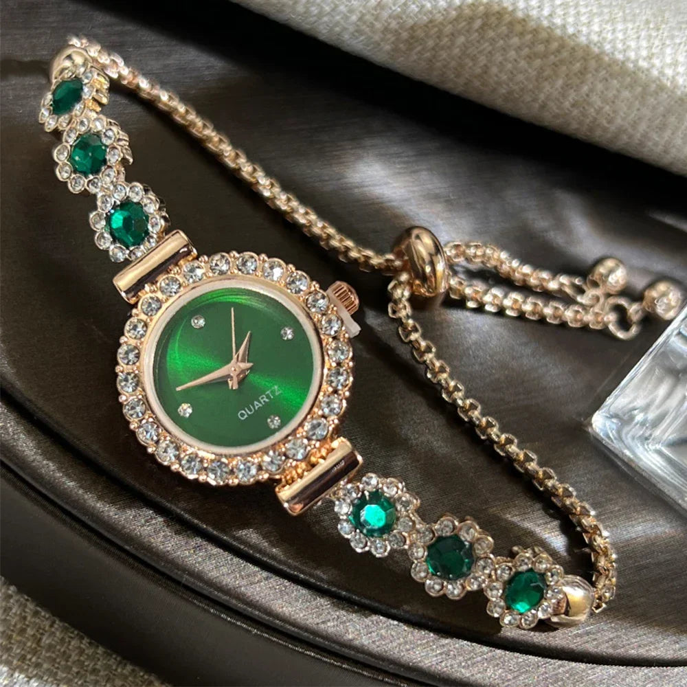 Fashion Rhinestone Women Watches Diamond Flowers Bracelet Ladies Quartz Wristwatch