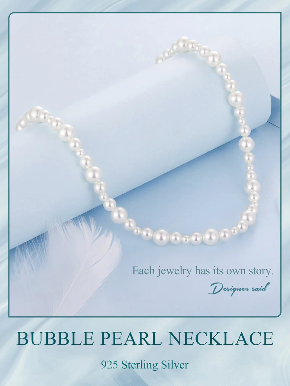925 Sterling Silver Stackable Full Pearl Necklace Lucky Four-Leaf Clover Beads Strand Necklace for Elegant Women Gift