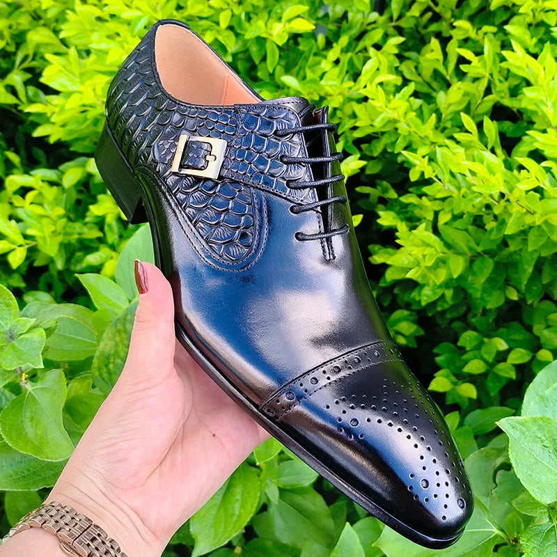 Men’s Classic Leather Dress Shoes – Formal Oxford Style for Office & Events (Black, Brown)