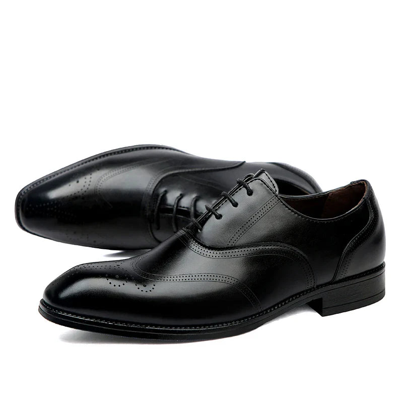 Luxury Brand Men's Glossy Leather Shoes Classic Brogue Shoes Lace Up Men's Office High-quality Business Shoes Big Size：38-48