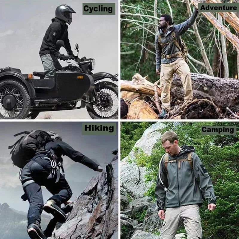 Men's Winter Autumn Warm Softshell Fleece Hood Cargo Jackets Camping Hiking Climbing Hunting Fishing Outdoor Windproof M-5XL