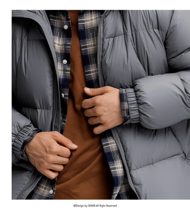 Down Jacket Men 2024 Winter New Thermal Three-Proof Couple Hooded Outerwear Solid Color Versatile Down Jacket