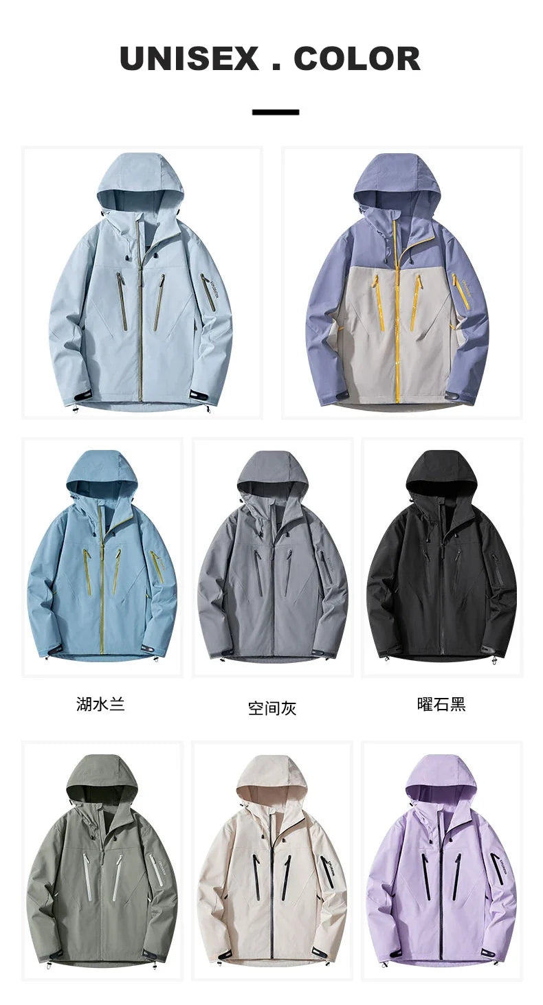 Unisex Rain Coat Hiking Camping Trekking Mountaineering Waterproof Jackets Men Women Outdoor Sporty Windproof Windbreaker
