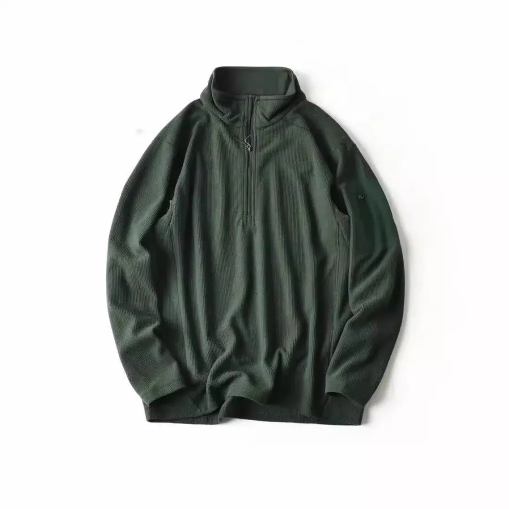 Outdoor Lightweight Fleece Sweatshirt Jacket Men's Zipper Closure Stand Collar Technical Fabric Comfortable Youth Fashion
