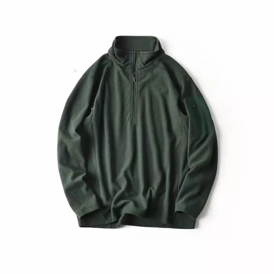 Outdoor Lightweight Fleece Sweatshirt Jacket Men's Zipper Closure Stand Collar Technical Fabric Comfortable Youth Fashion
